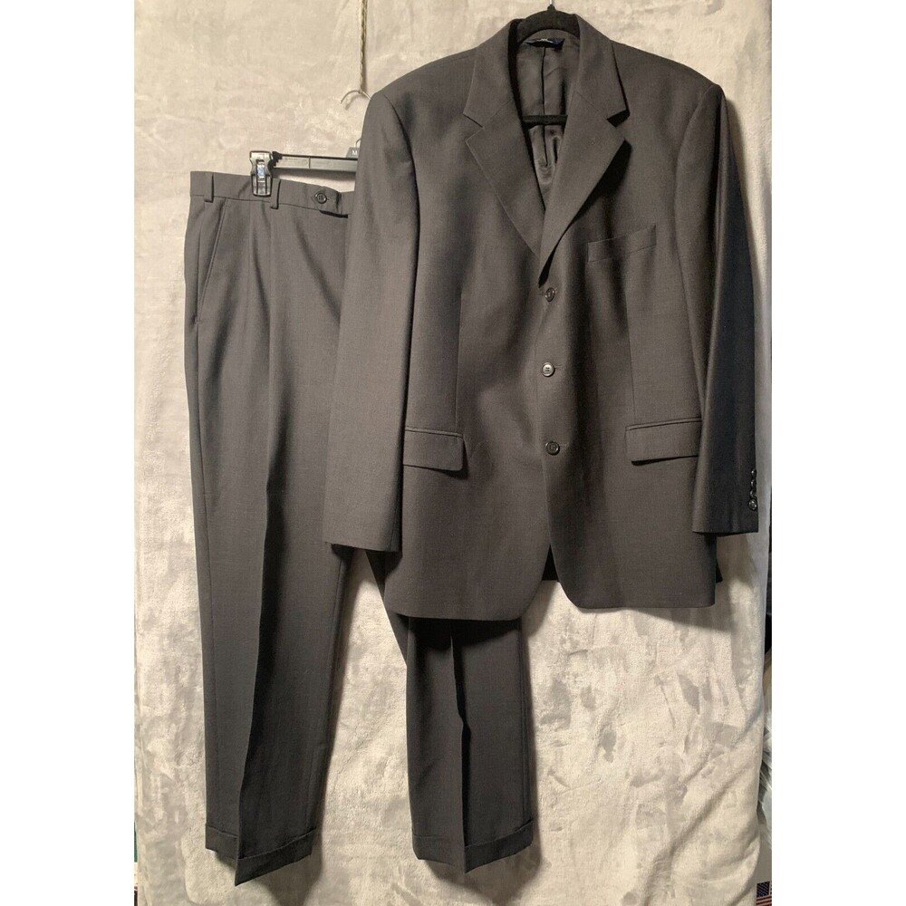 Brooks Brother 346 Stretch Suit‎ 44R Mens 2 Button Dark Gray Wool Pants 35x29